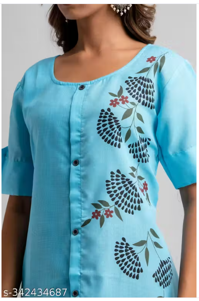 Womens Printed Cotton Slub A-line Kurti (Pack of 1)