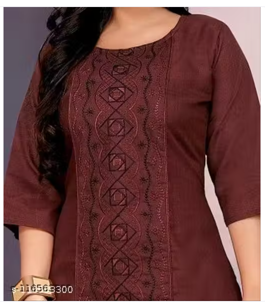 Women Embroidered Cotton Blend A-line Green Kurta Three-Quarter Sleeves Plus Size Kurta