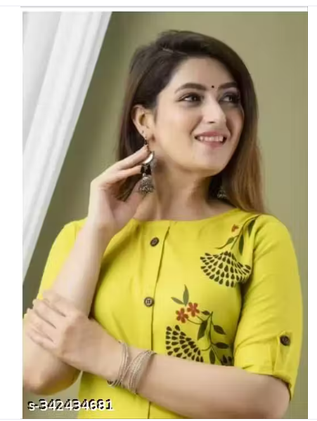 Womens Printed Cotton Slub A-line Kurti (Fancy)